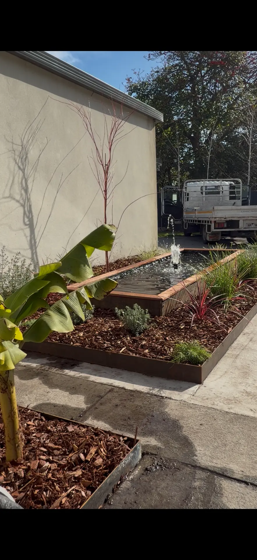 Water feature & garden bed